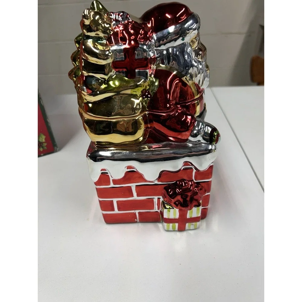 A Christmas Story Santa in Chimney COOKIE‎ JAR Metallic Shiny